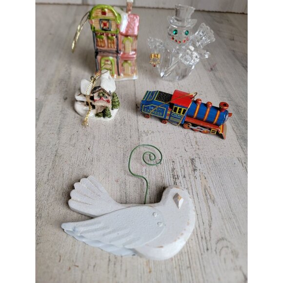 Xmas house snowman bird ornament train dove unique set snowman - Picture 2 of 8